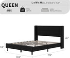 GarveeHome Queen Bed Frame with Wingback Headboard, Velvet Upholstered