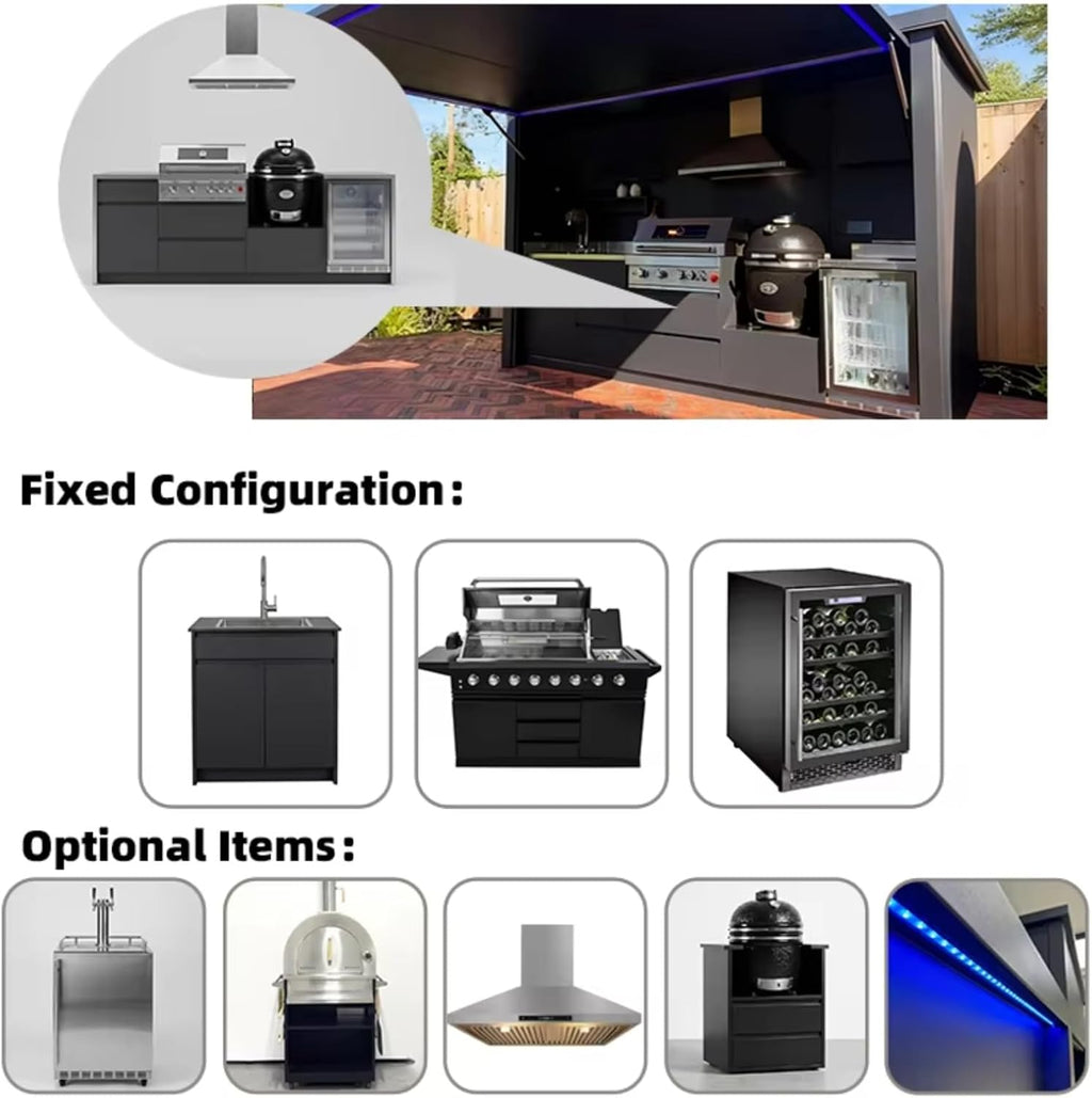 Outdoor Kitchen Stainless Steel Cooking Station Commercial BBQ Cabinet | Outdoor Kitchen Unit with Expandable Cooking Space and Service Counter for Catering Projects Event Food Service Vendor Setup