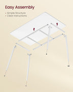 VASAGLE 55.1" Dining Table for 4-6 People, Modern Kitchen Table, Heat-Resistant Tabletop, Quick Assembly, for Dining Room, Snow White, Island Collection UKDT100W101S