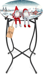 Fashion&cool 21" H Side Table for Indoor Outdoor, Weather Resistant Metal Side Table, Round End Bedside Table Accent Table for Bedroom Patio Yard Porch Balcony Garden