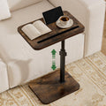TV Tray Side Table for Couch - 360° Swivel Adjustable Height Rotating Sofa Table C Table End Table Laptop Desk with Phone & Tablet Slot, Perfect for Eating Working Reading, Fits Small Spaces