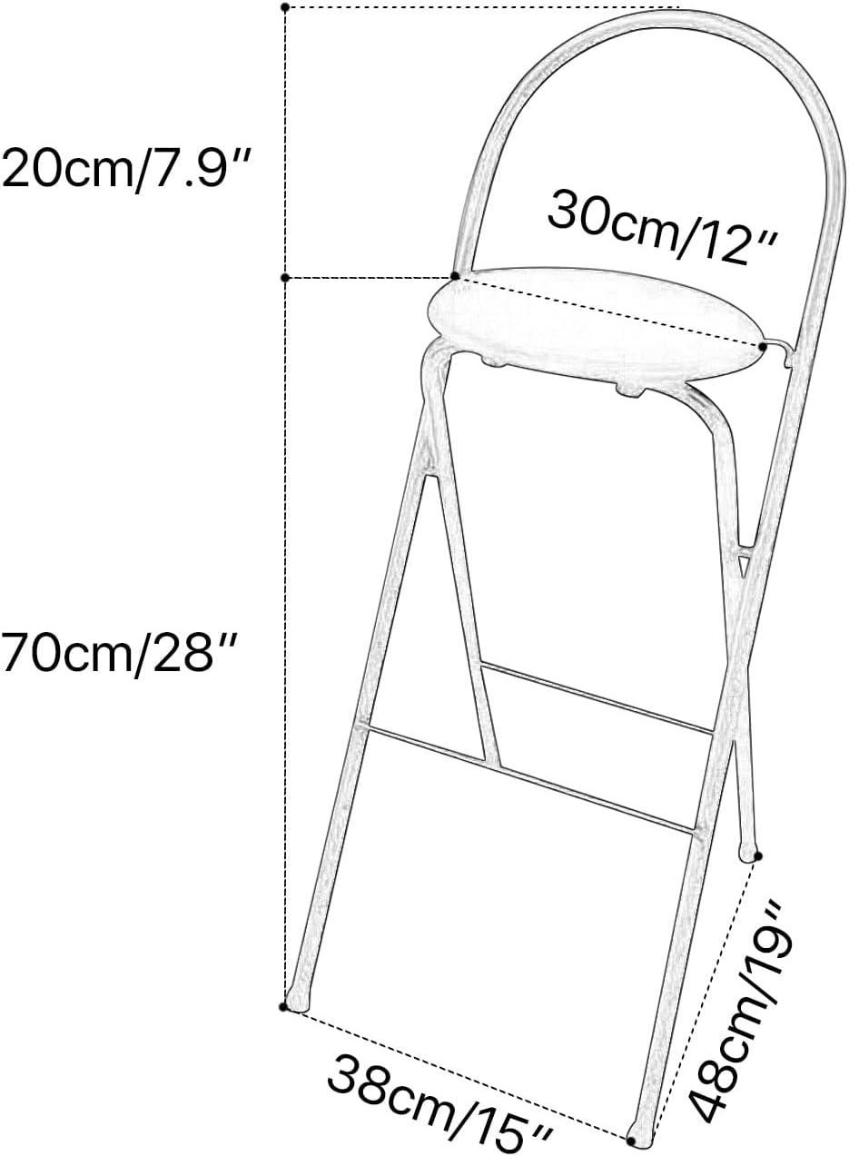 Modern Breakfast Bar Stools Foldable Stool Wooden Round Seat Folding Stool with Back Footrest Folding Bar Stool Seat Height 26in/28in/30in for Dining Room/Kitchen/Balcony/Living Room