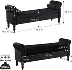 67" End of Bed Storage Bench King Size, Storage Bench for Bedroom, Velvet Bed Bench with Storage Upholstered Tufted Storage Ottoman Bench with Arms for Bedroom, Living Room, Entryway, Black