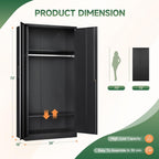 Letaya Metal Wardrobe Cabinets with Lock,Clothing Locker 72" X 36" X 18" Storage Cabinets for Home Room,Fire Department, School, Employee,Gym,Government (Black)