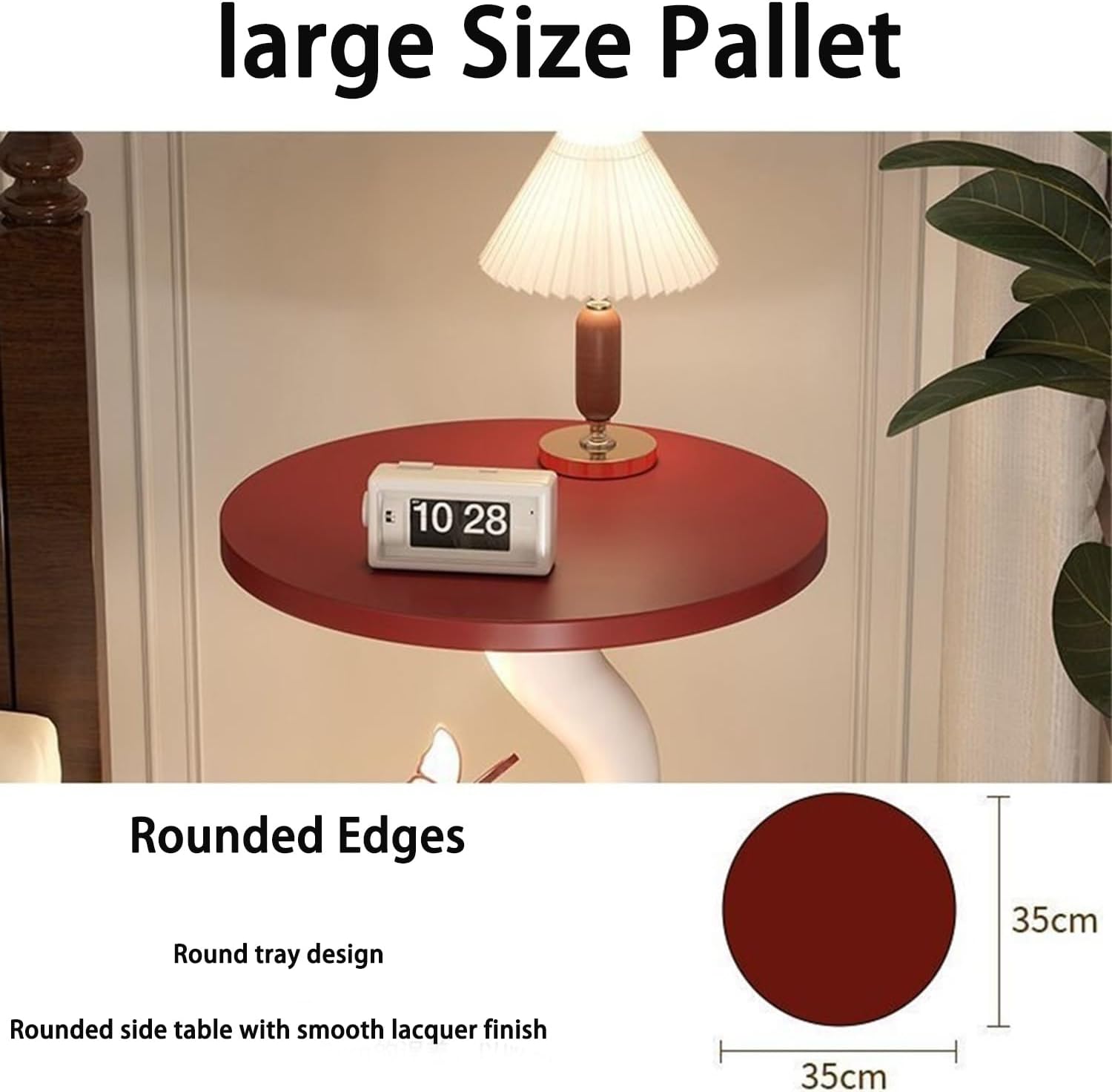 Round Resin Side Table, Cute Animal Accent Table, Small End Table Decorative Sculpture Furniture for Living Room or Bedroom(Red)