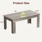 CABIHOME 63" Rectangular Dining Table for 4-6, Farmhouse Large Kitchen Table, Sturdy Frame, 4 Triangular Stable Legs, Thickened Tabletop, Ideal for Apartment, Dining Room, Small Space, Retro Gray