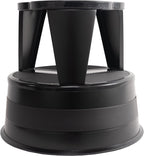 Step Stool with Locking Wheels, Cramer Kik-Step Heavy Duty Rolling Steel Stool, Non-Slip, Holds 350 lbs (Black)