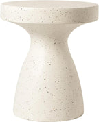 LeisureMod Wisp 16" Modern Wide Round Fiberstone Hourglass Design Side Table - Stylish Accent End Table