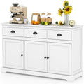 COSTWAY Sideboard Buffet Cabinet with Storage, Modern Coffee Bar Station with Drawers, Doors and Adjustable Shelves, Wooden Kitchen Storage Cabinet for Room (White)