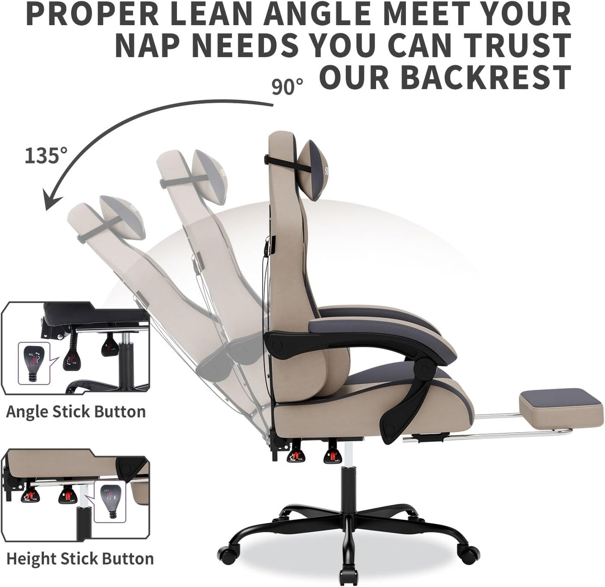 Gaming Chair with Massage,Ergonomic PC Gaming Chair with Footrest Comfortable Headrest and Lumbar Support, High Back, 300LBS (Grey)