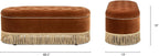 Jennifer Taylor Home 48.5" Oval Tufted Bullion Fringe Storage Bench, Burnt Orange Performance Velvet