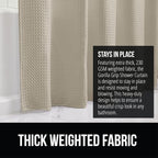 GORILLA GRIP Waffle Shower Curtain, Thick Weighted Fabric, 72x78, Wrinkle and Rust Resistant, Classic Hotel Quality Design, Heavy Duty Long Curtains for Bathroom Showers, Bath Tubs, Machine Wash Beige