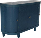 LKTART 47'' Buffet Sideboard Cabinet with Storage,Modern Curved Accent Accent Storage Cabinet Solid Wood Veneer for Living Room Kitchen Hallway(Blue)
