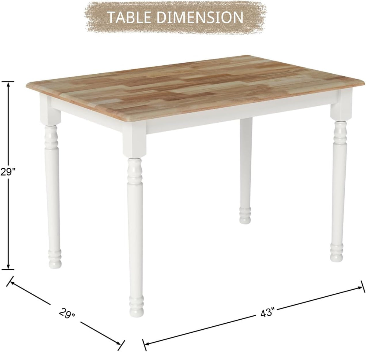 chairus 43" Wood Dining Table for 2-4, Rectangular Kitchen Table with Turned Leg, Modern Farmhouse Dining Room Table for Small Space Apartment Office Living Room Restaurant, Natural Tabletop