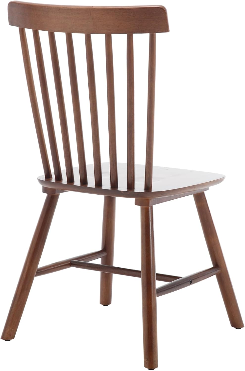 Farmhouse Style Windsor Chairs Set of 4, Vintage Kitchen & Dining Room Chairs with Spindle Back, Comfy Armless Solid Wood Side Chair for Home/Living Room/Restaurant, Walnut