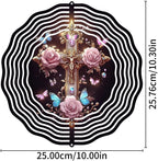 Jesus Cross Wind Spinner, Metal Wind Spinners Outdoor/Indoor, Cross Hanging Garden Decor for Outside, Stainless Wind Spinners for Yard and Garden 10 inch 3D (25.76X25 CM)