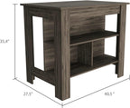 Kitchen Island with Four Legs and Three Shelves - Dark Brown | Three shelves and four legs for stable support and ample storage