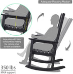 Outdoor Rocking Chair, Oversized Rocking Chair for Adults, All Weather Resistant Porch Rocker for Lawn Garden, 350lbs Weight Capacity - Black
