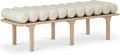 Meridian Furniture 22007Cream Landon Collection Art Deco Bench with Soft Vintage Cream Vegan Leather and Solid Wood with Natural Oak Finish, 60.5" W x 19.5" D x 18.5" H, Cream