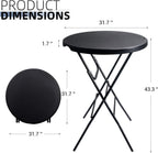 Byliable 32in Cocktail Folding Table, Round High Top Bar Table, Black | Portable Foldable Design with Removable Legs, Two Folding Methods, HDPE Tabletop, Indoor Outdoor for Parties, Patio, Events