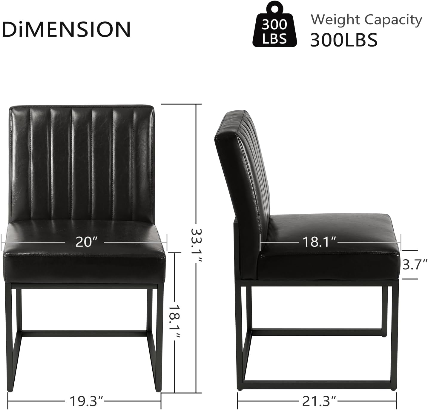 SIMTONAL Black Dining Chairs Set of 4, Modern Comfortable Upholstered Chairs, PU Leather Kitchen & Dining Room Chair with Black Finish Metal Frame