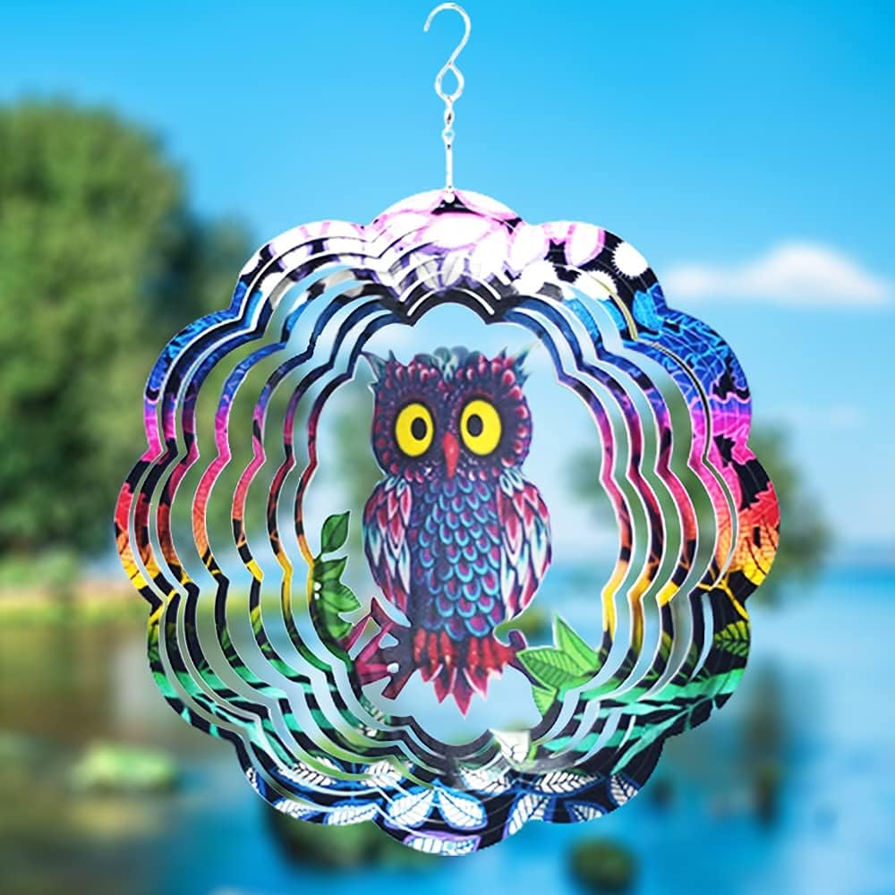 Owl Wind Spinner,Yard Art Garden Decor Owl Wind Spinners Outdoor Metal 3D Kinetic Sculptures Stainless Steel Wind Spinners Outdoor Indoor Clearance Ornaments Gifts Unique Spinners for Yard