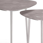 2-Piece Metal Nesting Table - Nickel with Gray, Iron, 19.7 x 19.7 x 21.7 | Handcrafted cast aluminum nesting tables with nickel finish