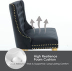 Velvet Double Dining Loveseat Bench with Wing Back, Tufted Upholstered 2-Seat Design,Golden Stainless Steel Legs, Modern Mid-Century Accent Seating for Dining Room, Kitchen, or Entryway (Black)