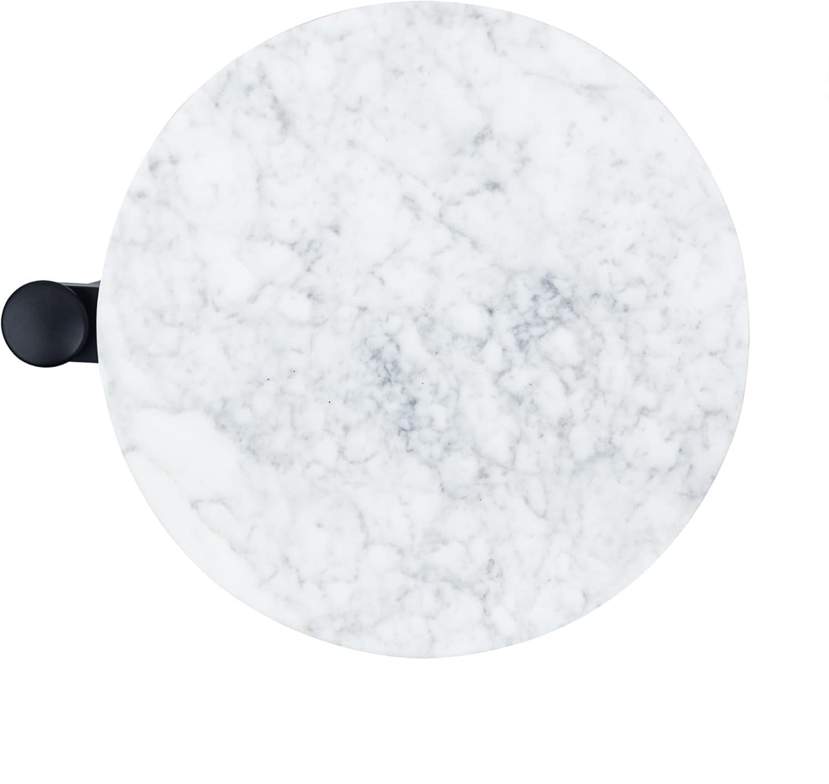 TEHOME Black Marble Drink Table Metal Martini Round Small Drink Side Table for Couch Marble C Shaped End Table for Sofa 10" diam,24.55" h