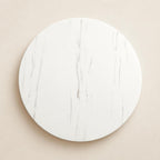 42 Inch Round Dining Table for 4, Modern White Marble Table with Fluted Solid Wood Base for Kitchen, Dining Room and Apartment