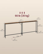 VASAGLE Narrow Console Table with Power Outlet, Behind Couch Sofa Tables, Easy Assembly, for Entryway, Living Room, 5.9 x 78.7 x 31.5 inches, Rustic Brown and Ink Black, Barnet Collection ULNT077K101