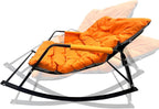 Oversized Rocking Chair - 400lb Capacity Recliner w/Cushion, Breathable Mesh Sling - Indoor/Outdoor Lounger (Orange)