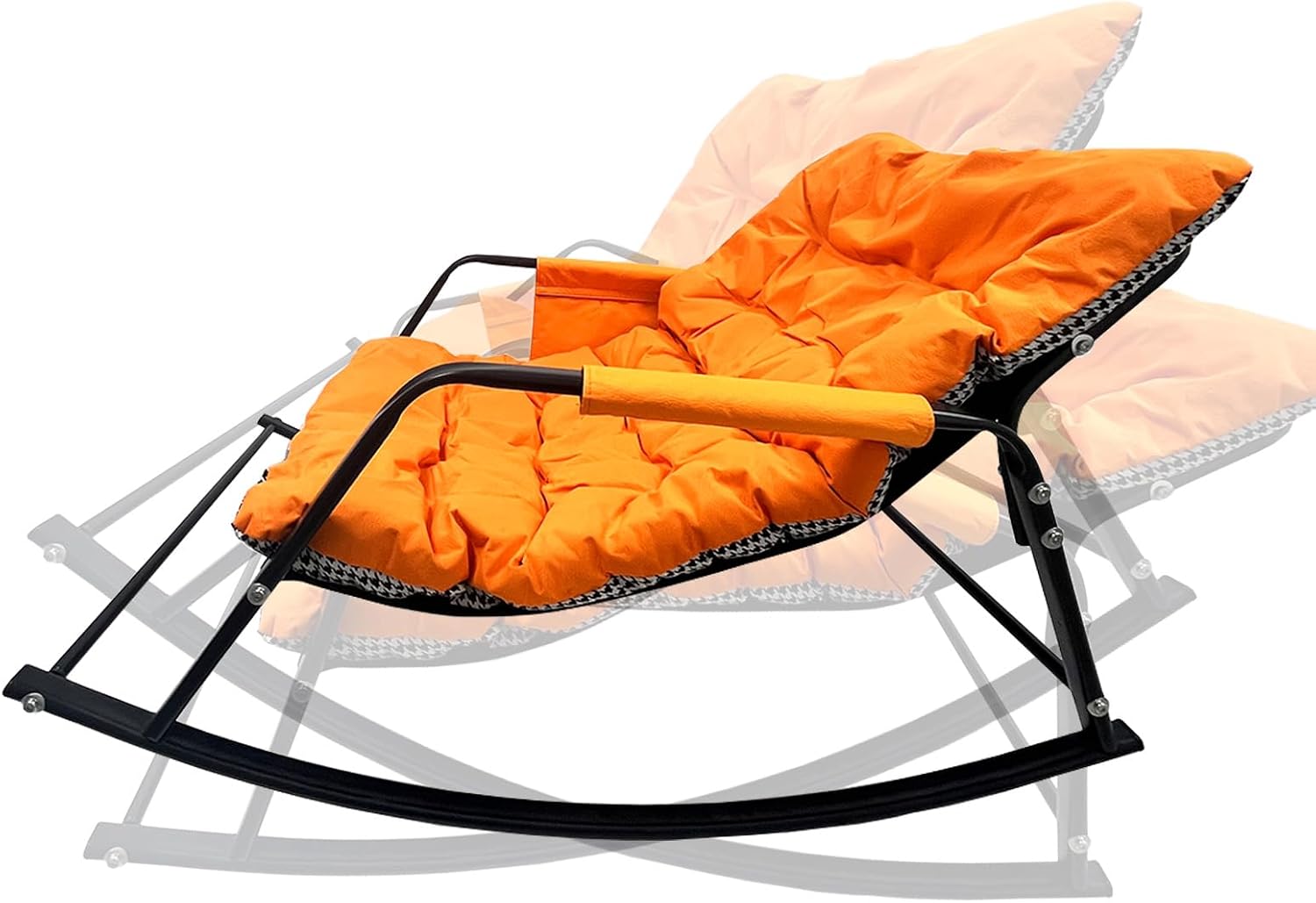 Oversized Rocking Chair - 400lb Capacity Recliner w/Cushion, Breathable Mesh Sling - Indoor/Outdoor Lounger (Orange)