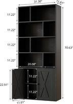 IRONCK 4-Tier Bookcase with Doors, Tall Storage Bookshelf, Black