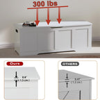 Timberer 47.2" Storage Chest, Extra Large Storage Trunk with 2 Safety Hinges, Wooden Storage Bench, Shoe Bench, Entryway Bench for Living Room, Bedroom, White