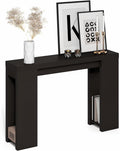 Furinno ARA 47-Inch Wide Entryway Table, Narrow Console Table, Dark Oak | Thick Frame Sofa Table with Shelf, Farmhouse Couch Table Behind Sofa, for Entrance, Hallway, Living Room