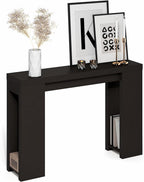 Furinno ARA 47-Inch Wide Entryway Table, Narrow Console Table, Dark Oak | Thick Frame Sofa Table with Shelf, Farmhouse Couch Table Behind Sofa, for Entrance, Hallway, Living Room