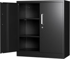 Metal Storage Cabinet with Locking Doors, 35.4" Steel Locker Organizer with Adjustable Shelves, Garage Utility Cabinet for Home, Office, Shop, and School