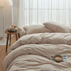 FACE TWO FACE Bedding Duvet Cover Set100% Washed Cotton Duvet Cover Linen Like Textured Breathable Durable Soft Comfy (Full, Tannish Linen Grey)