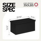 30 Inch Folding Storage Ottoman with Reversible Lid Coffee Table, Linen Fabric Multi-Functional Foot Rest & Seat for Living Room, Bedroom-Black
