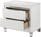 Pearl White 2-Drawer Nightstand with Acrylic Crystal Legs,for Small Spaces