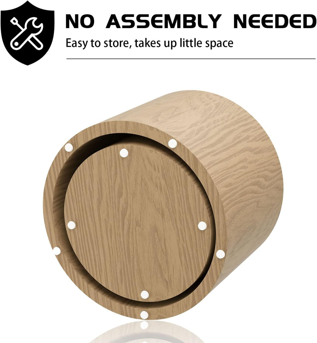 Wood Side Table Round Small Coffee Tables Nesting End Table Set of 2 for Living Room Bedroom Office, No Assembling (Oak/Walnut - Round)
