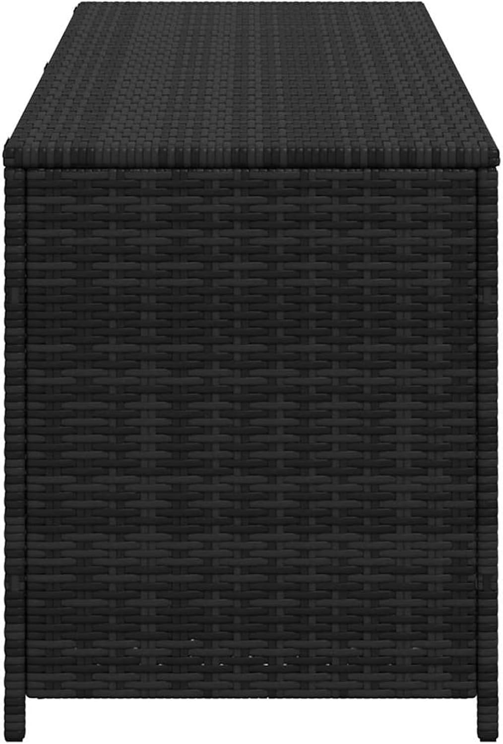 Gecheer Garden Storage Box Resin Wicker 150x50x60 cm for Outdoor Patio PE Rattan Black