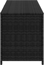 Gecheer Garden Storage Box Resin Wicker 150x50x60 cm for Outdoor Patio PE Rattan Black