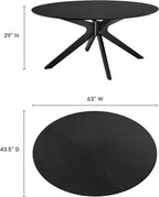 Modway Crossroads 63" Oval Wood Dining Table, Wood Veneer, Seats 6, Easy to Assemble in Black