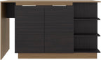 Kitchen Island with Storage Cabinet and Wine Glass Holder | Includes storage cabinet and wine glass holder for organized kitchen use