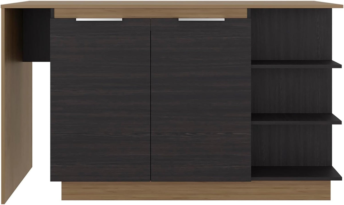 Kitchen Island with Storage Cabinet and Wine Glass Holder | Includes storage cabinet and wine glass holder for organized kitchen use