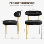 Black Boucle Dining Chair Set of 4, Modern Oval Upholstered Dining Chairs with Curved Back and Metal Leg for Dining Room,Restaurant,Kitchen Island(Gold Leg)