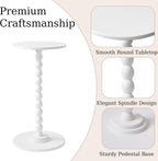 Aibiju Side Table, Wood Round Drink Table, Small End Table, Weighted Base Pedestal Table for Living Room, Bedroom, Modern White YD-RST001W