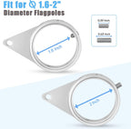2" Large Flag Pole Rings, 2 Pcs Aluminum Alloy Spinning Flag Pole Ring Clips Swivels, 360° Rotating Anti Wrap Flagpole Ring Hardware with Stainless Steel Carabiners for 1.6-2" Diameter